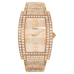 Piaget Limelight Tonneau Diamond Bracelet Gold Watch 