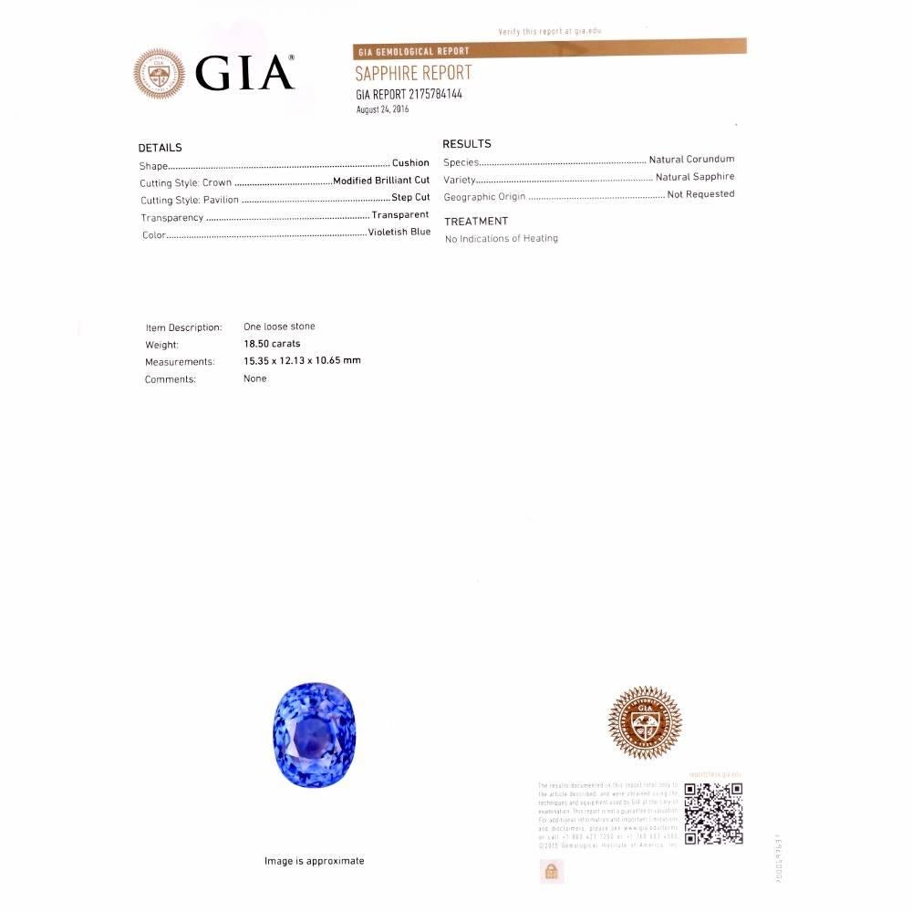 GIA Ceylon Sapphire No Heat Diamond Drop Platinum Earrings 2