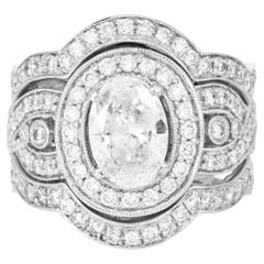 Bague de fiançailles cocktail en or avec diamant ovale F-VS2 de 1,12 carat certifié GIA