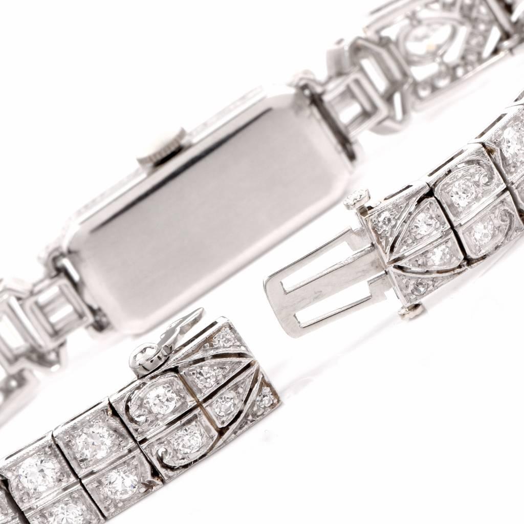 Mathey Tissot Ladies Diamond Platinum Bracelet Wristwatch 1