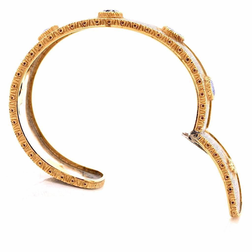 M. Buccellati Sapphire Gold Cuff Bracelet, circa 1960s 3