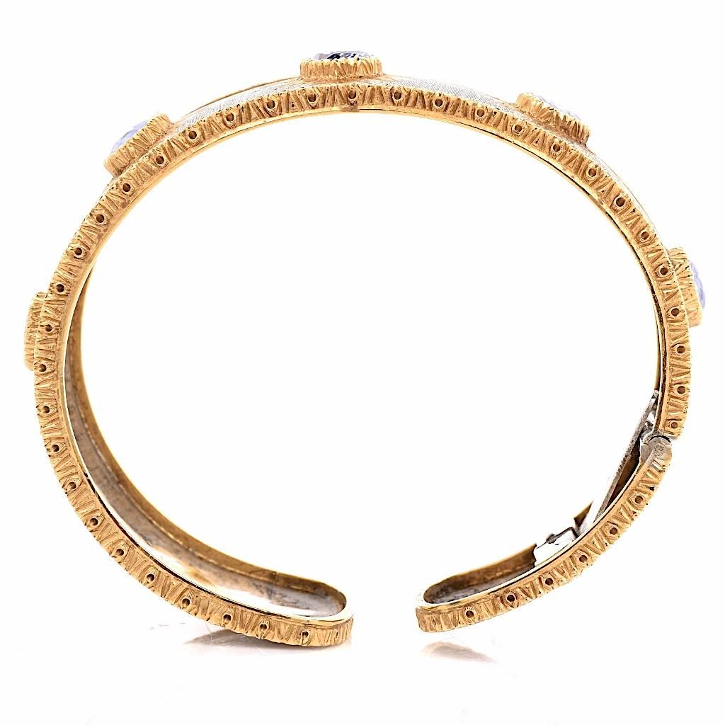 M. Buccellati Sapphire Gold Cuff Bracelet, circa 1960s 2