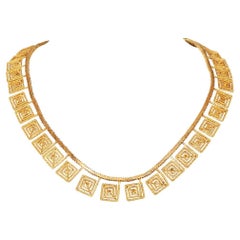 Ilias Lalaounis Collier Vintage à motif de clé grecque en or 18K