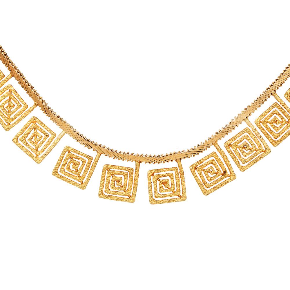 Ilias Lalaounis Collier Vintage à motif de clé grecque en or 18K Excellent état - En vente à Miami, FL