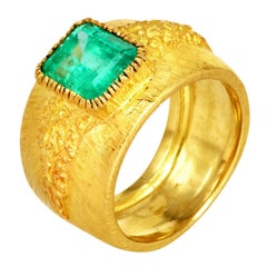 M. Buccellati GIA Émeraude colombienne en or 18K Bague de déclaration Vintage