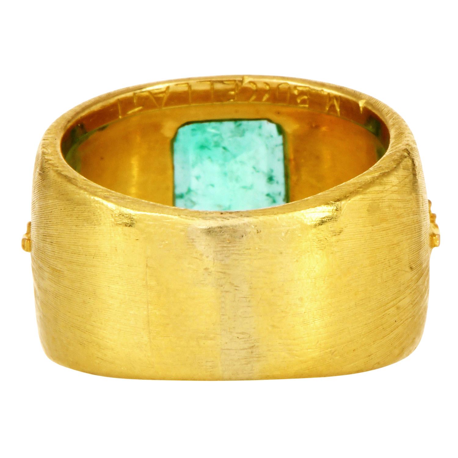 M. Anello con smeraldo colombiano in oro 18 carati Vintage di Buccellati GIA in vendita 1