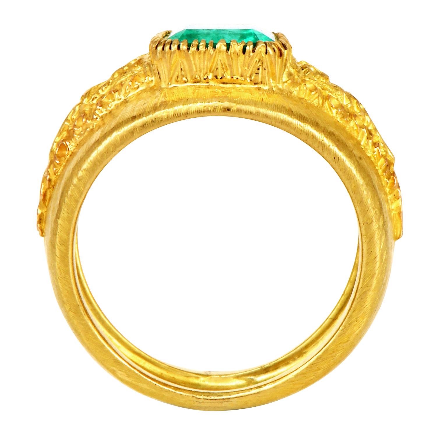 M. Anello con smeraldo colombiano in oro 18 carati Vintage di Buccellati GIA in vendita 2