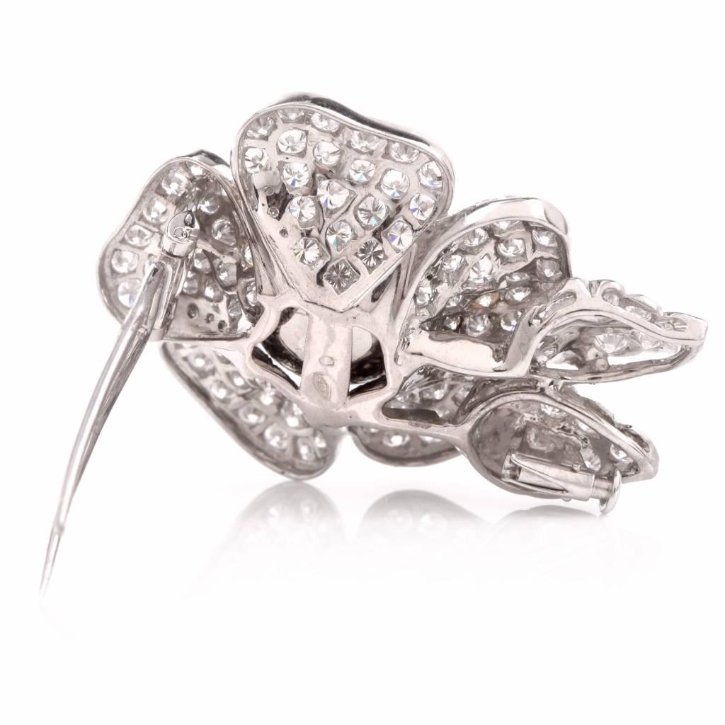 Craiger Drake Broche fleur en or avec perles et diamants de 11,00 carats en vente 1