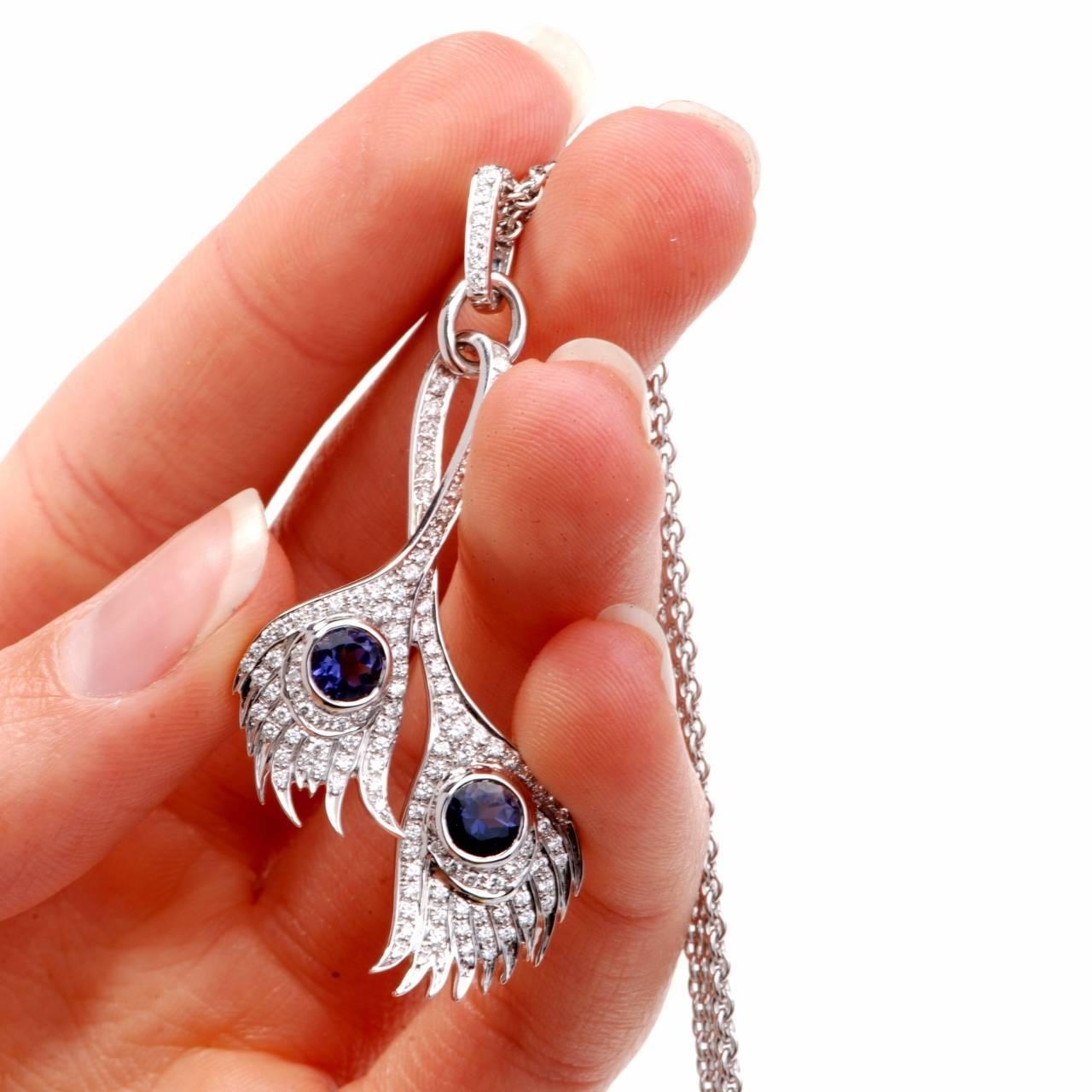 Women's Carrera y Carrera Peacock Collection Diamond Tanzanite Gold Pendant Necklace