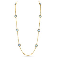 Judith Ripka – Lange Halskette aus 18-karätigem Gold mit „Blur“-Topas und Diamanten, 33"