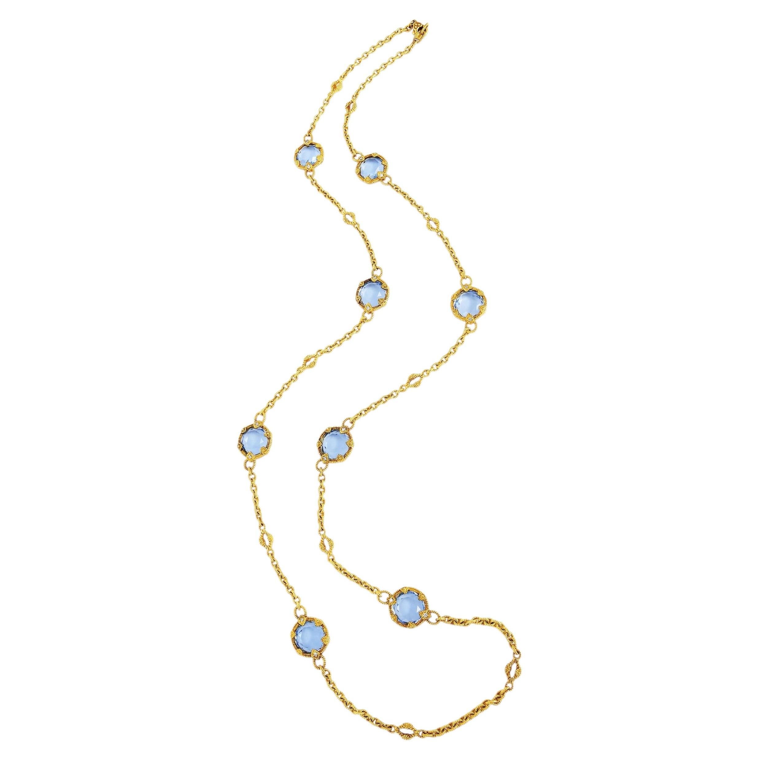 Collar largo de Judith Ripka con topacio difuminado, diamantes y cierre de oro de 18 quilates, 33" en venta