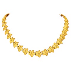 Tiffany & Co. Vintage Plumeria 18K Yellow Gold Flower Choker Necklace
