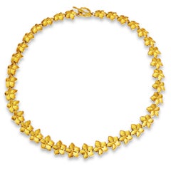 Tiffany & Co. Vintage Plumeria 18K Yellow Gold Flower Choker Necklace
