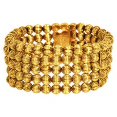 Lalaounis – auffälliges Vintage-Armband aus 18-karätigem Gelbgold mit fünf Reihen Perlen