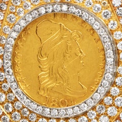 Antique 1804 American Five dollars Coin 5.75cts Diamond 18K Pendant