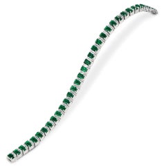 12.75 Carat Emerald Baguette Diamond 18K White Gold Estate Bracelet