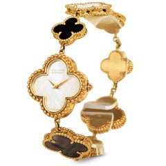 Van Cleef & Arpels Alhambra 18K Gold Onyx MOP Watch with Papers