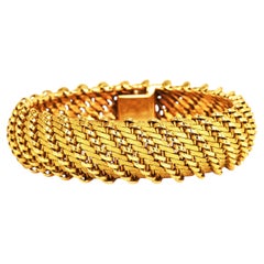 Georges Lenfant Vintage 18K Yellow Gold Woven Mesh Bracelet
