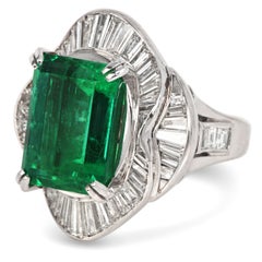 9.59 Carat Colombian Emerald Diamond Platinum Ballerina Cocktail Ring – GRS Cert