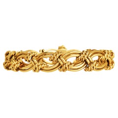 Pulsera vintage retro de oro amarillo de 18 quilates con eslabones retorcidos