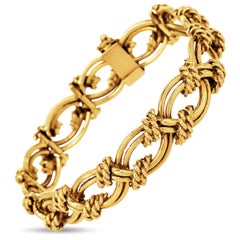 Pulsera vintage retro de oro amarillo de 18 quilates con eslabones retorcidos