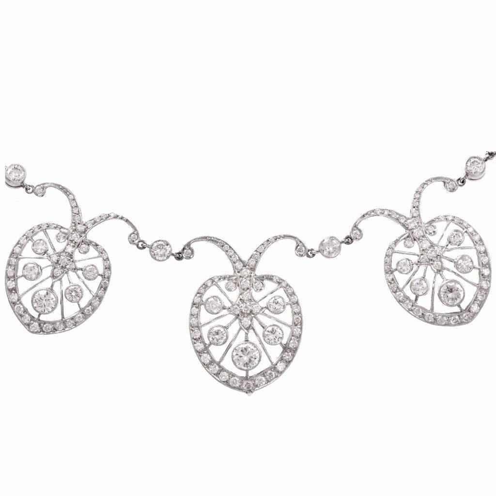 Art Deco Diamond Platinum Filigree Necklace 2
