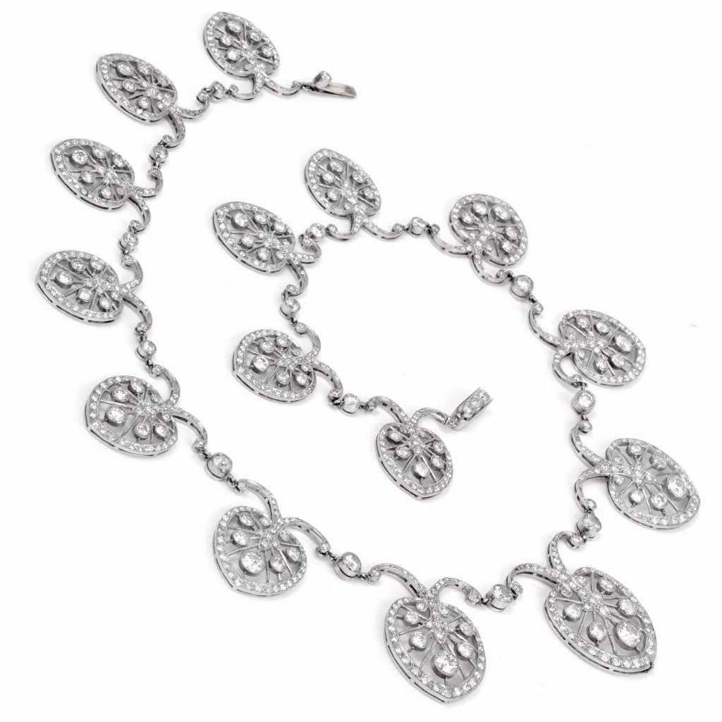 Art Deco Diamond Platinum Filigree Necklace 3