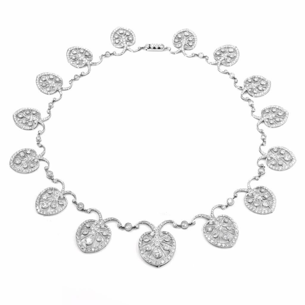 Women's Art Deco Diamond Platinum Filigree Necklace