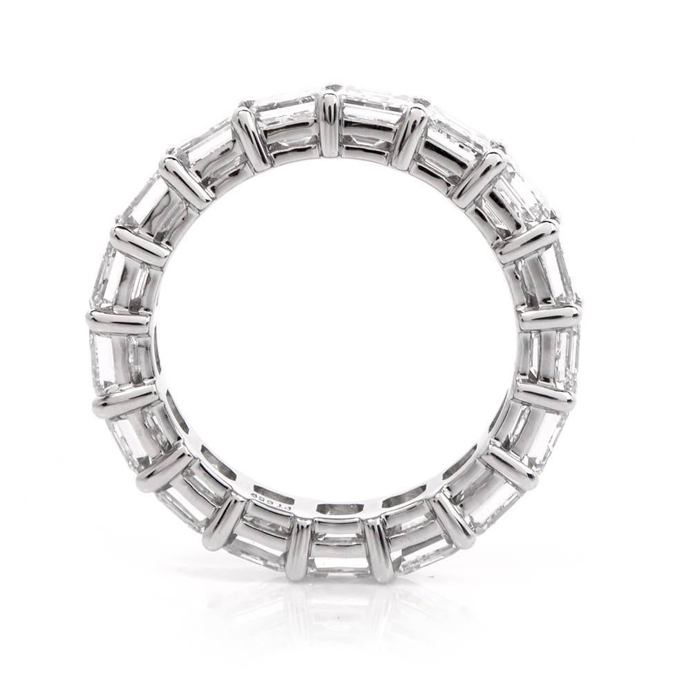 Modern 21st Century Platinum Square-Cut Diamond Eternity Band Ring