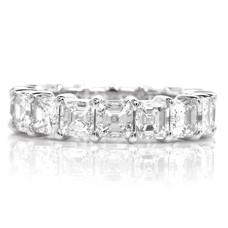 21st Century Platinum SquareCut Diamond Eternity Band Ring For Sale at