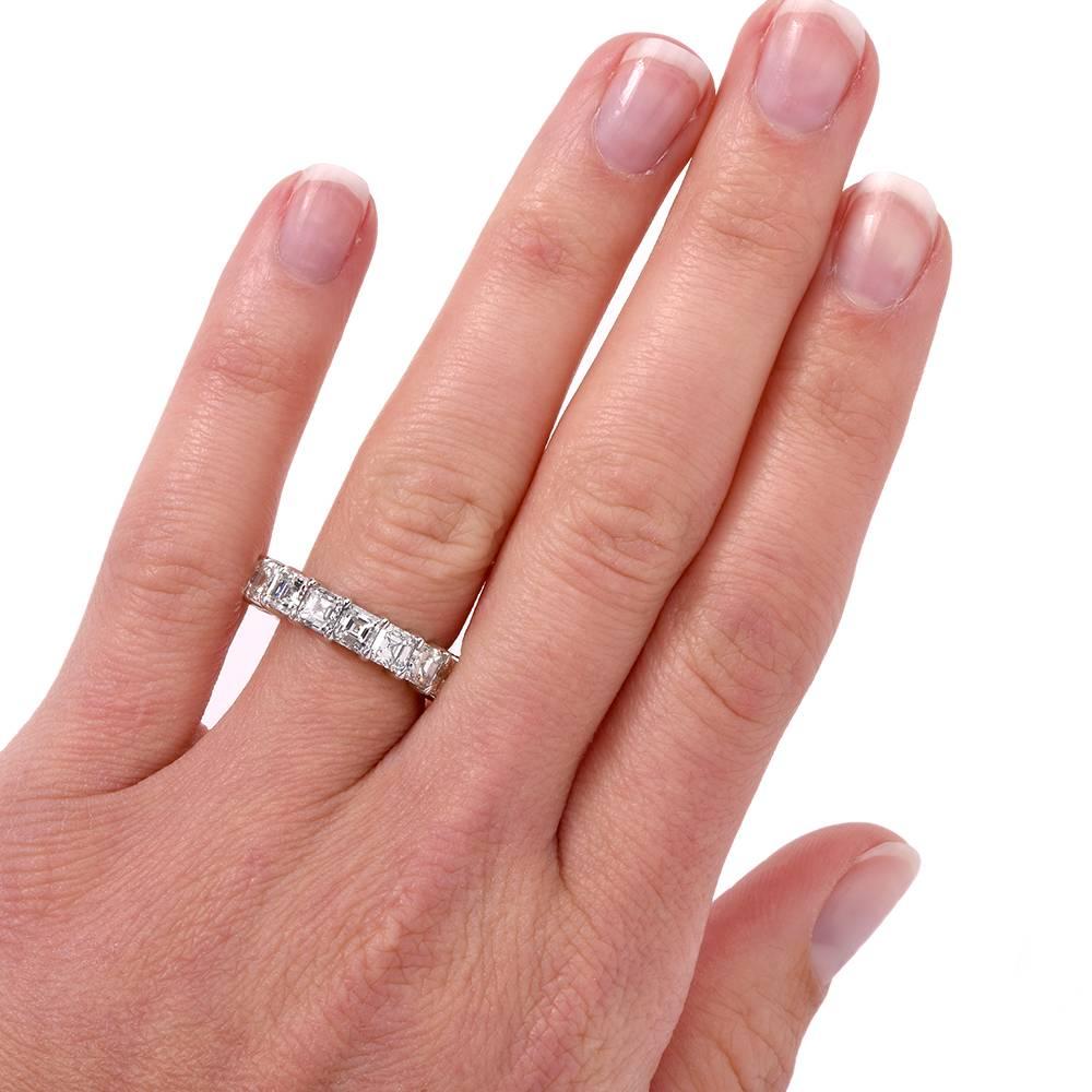 Women's 21st Century Platinum Square-Cut Diamond Eternity Band Ring