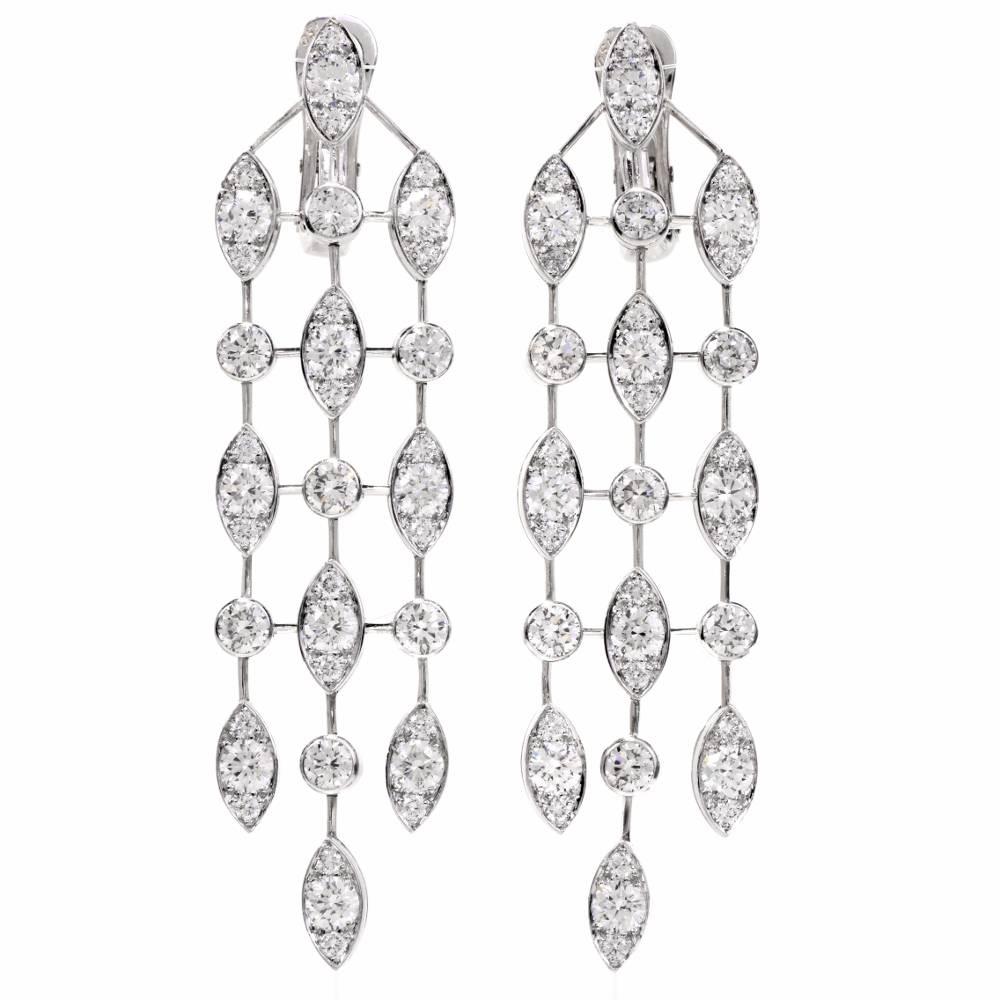 Cartier "Naiade" Diamond 18 Karat Gold Dangle Drop Earrings