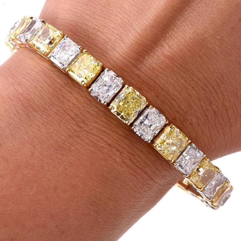 I must say this is by far has most beautiful fancy natural yellow diamonds with colorless high quality white diamonds. Most diamonds has GIA lab Report. White diamonds are set in platinum and fancy yellow are set in 18k yellow gold. The 12 of these