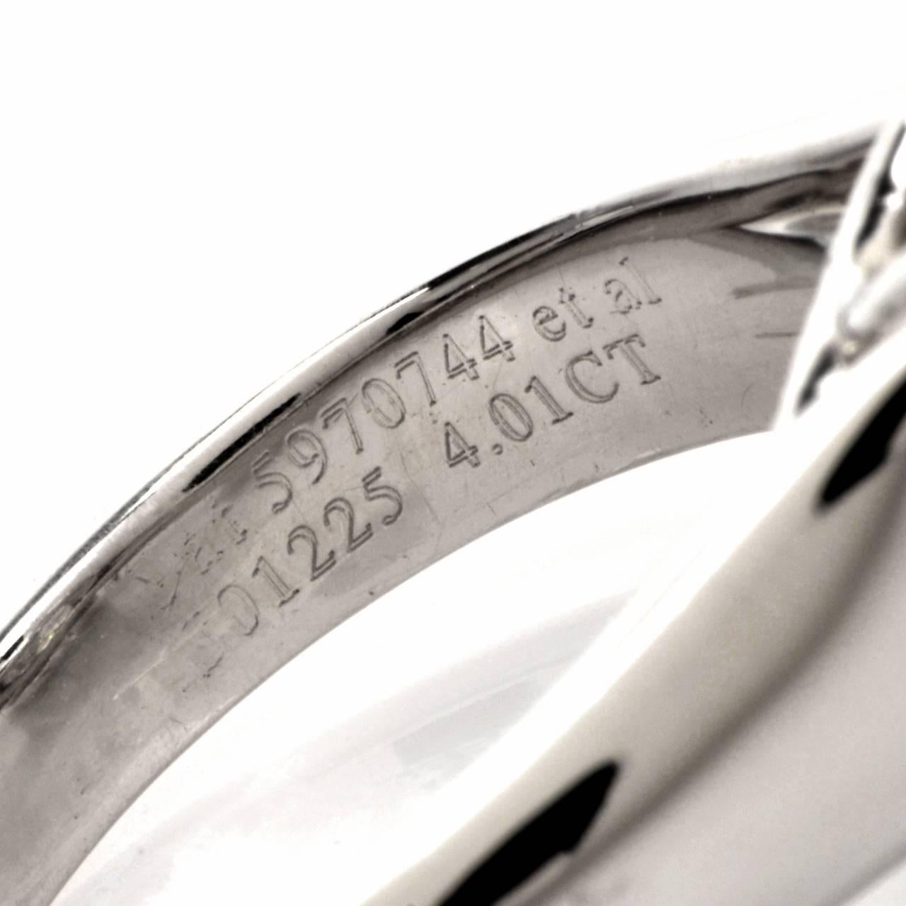 Tiffany & Co. Lucida 4.01 Carat G-VS1 Diamond Platinum Ring In Excellent Condition In Miami, FL