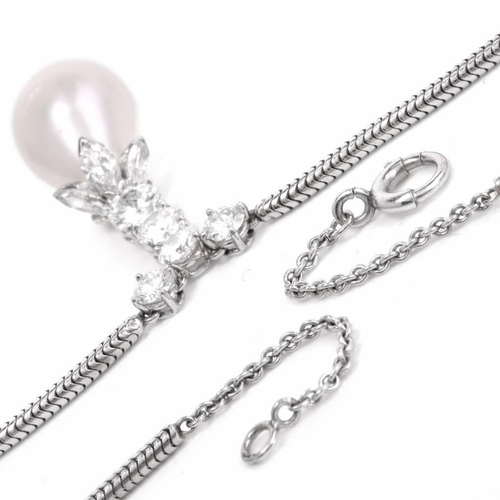 Baroque Pearl Diamond Gold Pendant Necklace 3