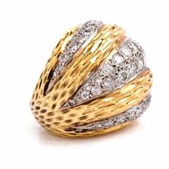 Diamond Two Color Gold bombé Dome Cocktail Ring