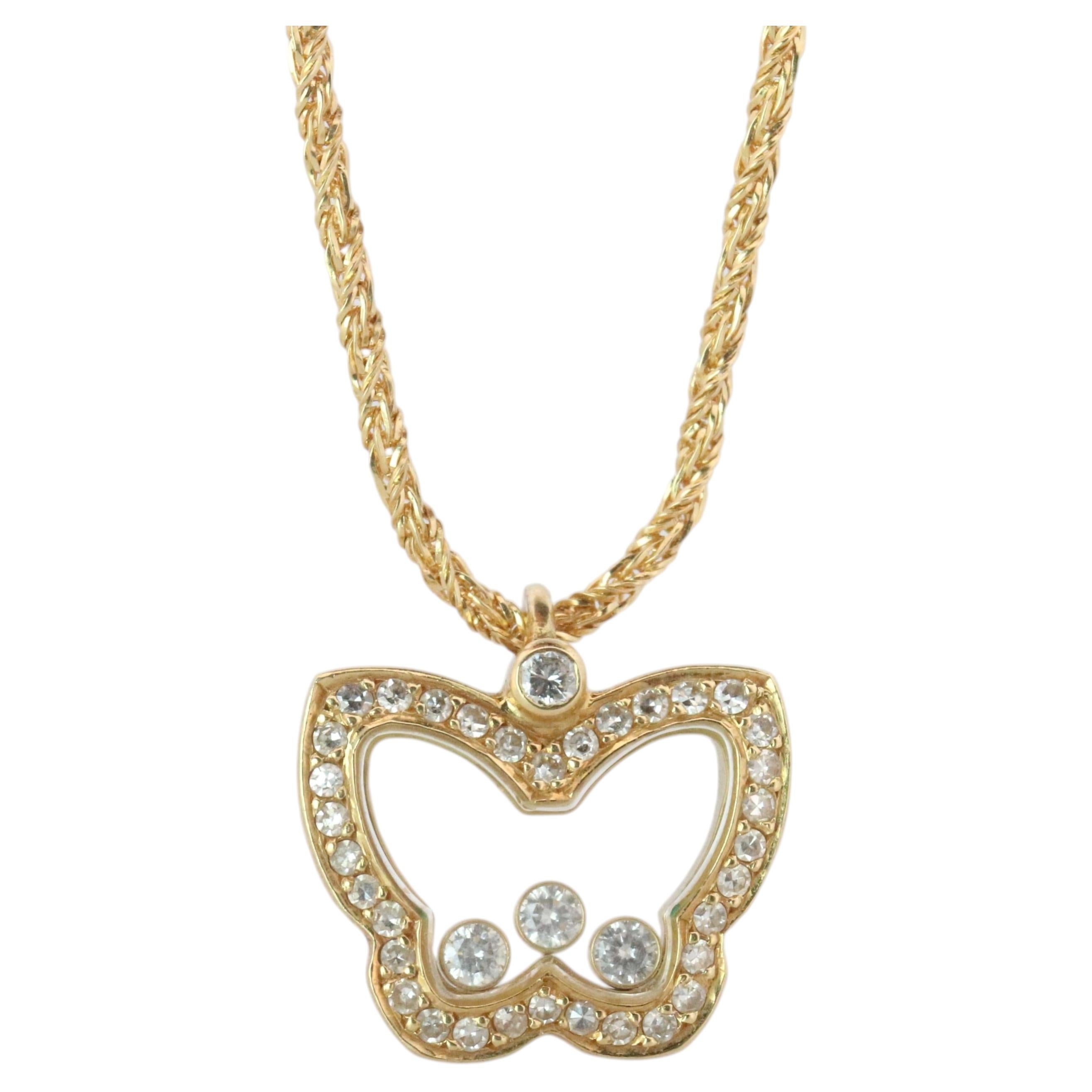 18-Karat-Anhänger „Happy Diamond Butterfly“ von Chopard. So Happy Chopard Halskette im Angebot