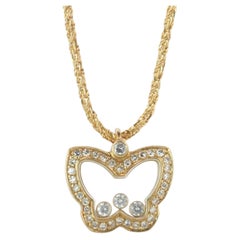 18k Chopard Happy Diamond Butterfly Pendant. So Happy Chopard Necklace
