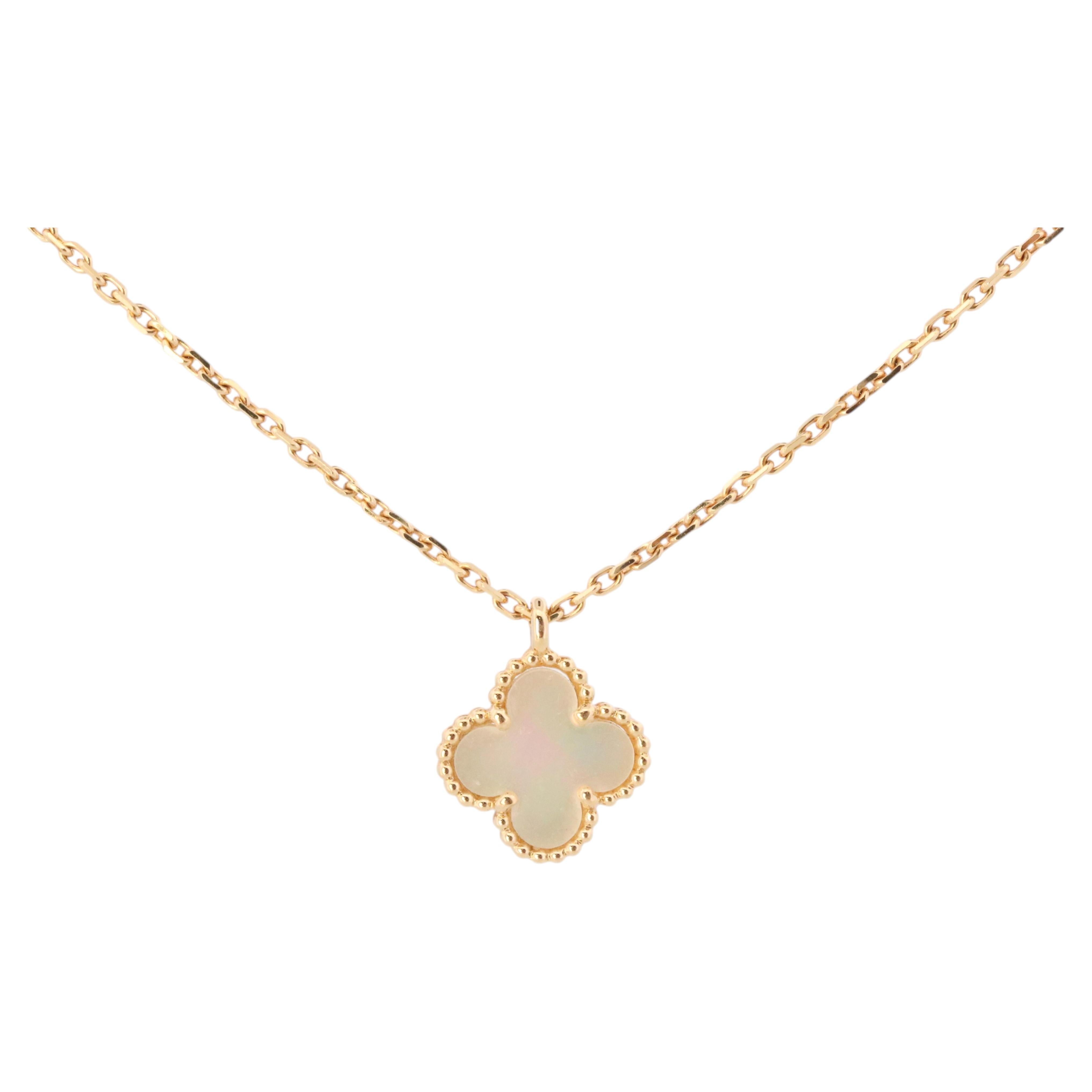 Van Cleef Arpels Alhambra Necklace . Genuine VCA 18k YG Sweet Shell Pendant