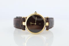 Genuine Cartier Watch. Must de Cartier Vendome Round Argent Vermeil Brown ladies