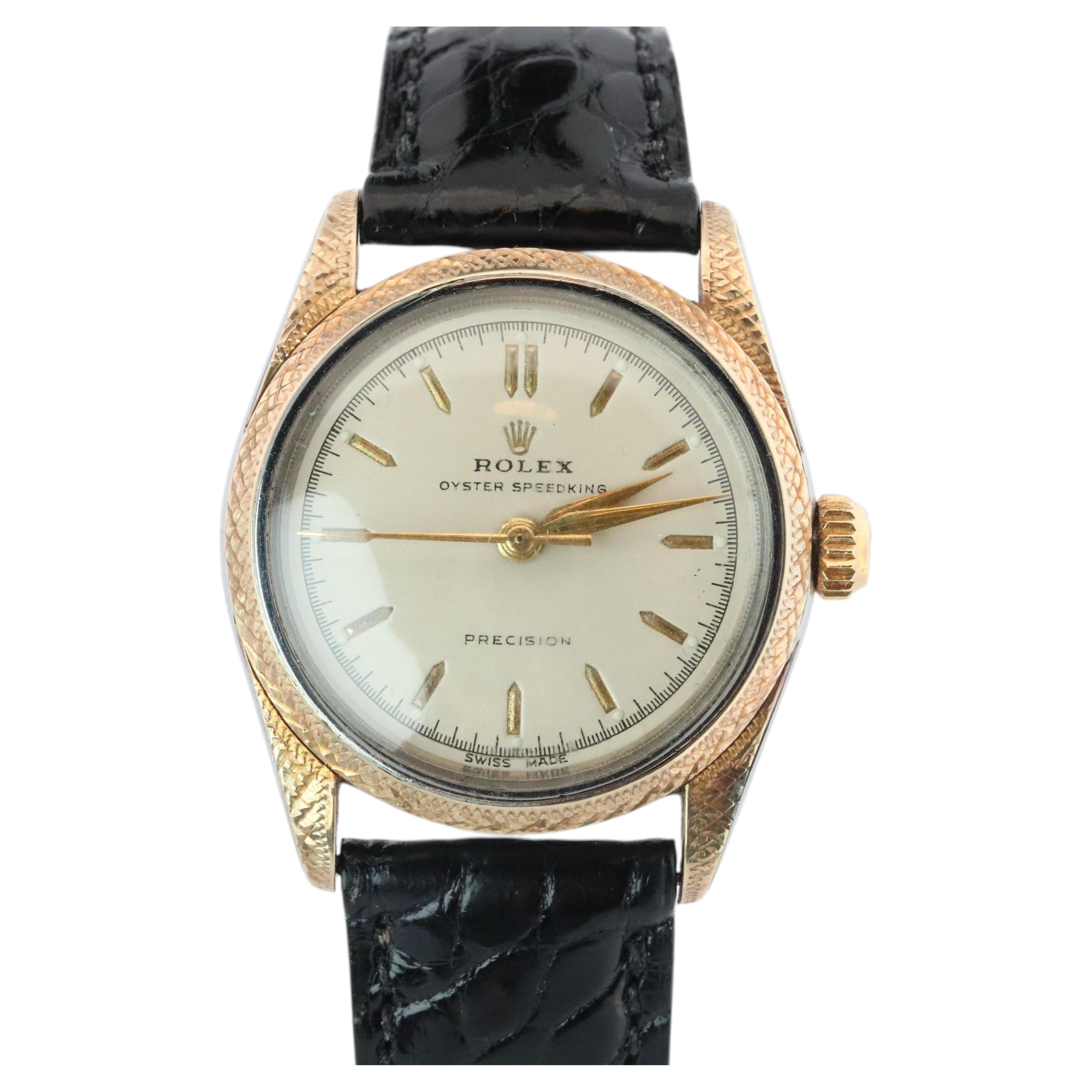 Reloj Rolex antiguo. ROLEX Oyster SPEEDKING 4220 de acero inoxidable y bisel de oro de 9k. Grabado