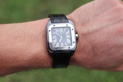 Orologio Cartier Santos 100 PVD W2020008 originale, modello medio da 33 mm, 2878, automatico