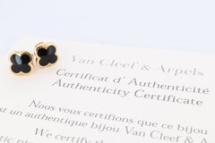 Van Cleef Arpels Pure Alhambra Earrings Genuine VCA 18k YG Vintage Black Onyx