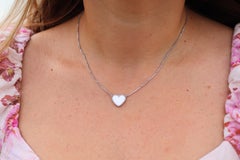 Van Cleef Arpels Lucky Alhambra Necklace. Genuine VCA 18k WG Shell Heart Pendant