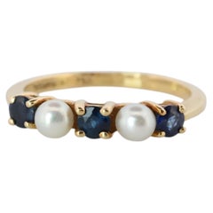 18k Tiffany and Co. Sapphire Pearl Ring. 18k Gold Tiffany Sapphire Eternity band