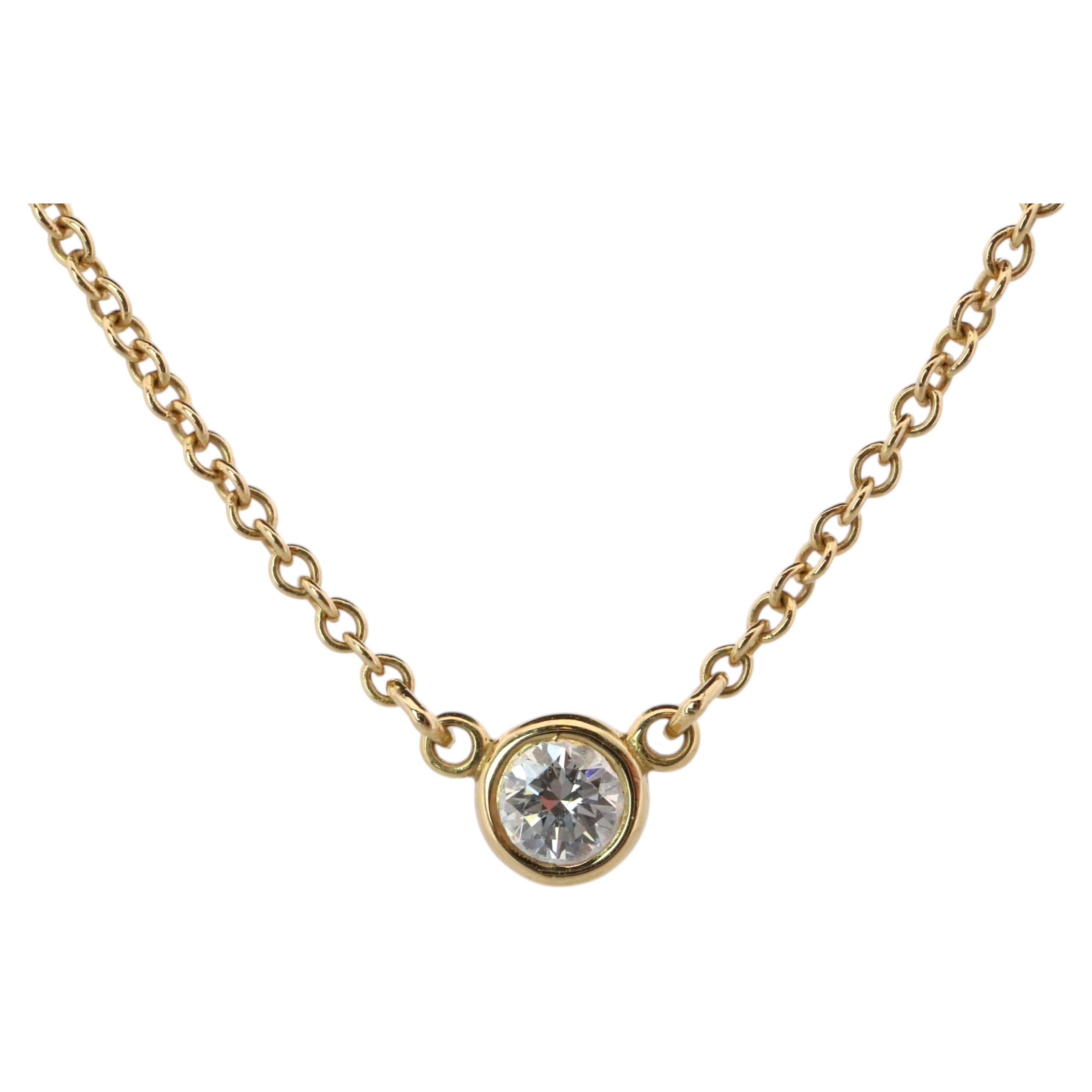 Vintage-Halskette von Tiffany & Co., Elsa Peretti, „Diamond by the Yard“, 0,10 Karat, Solitär, 1 Stück