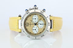 Vintage Cartier PASHA 38mm Chronograph. Rare Yellow Dial W3100355.