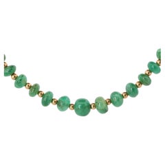 18k Emerald Bead Necklace. Emerald Bead Necklace strand.