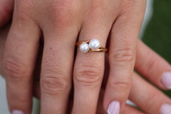 Mikimoto Ring. Vintage 18k Gold Mikimoto Pearl and Diamond Cluster. Vines Grapes