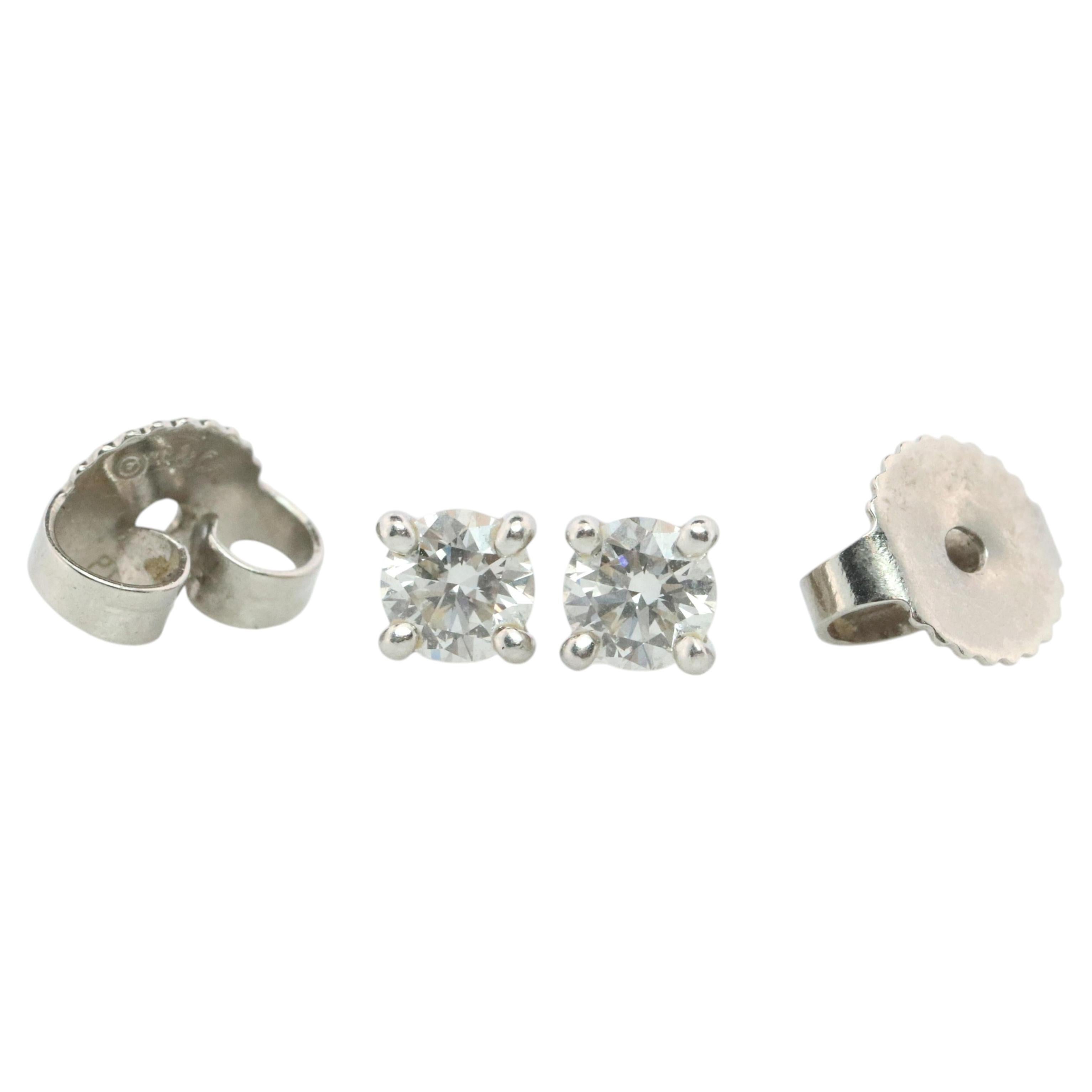 Tiffany & Co Diamond Stud Earrings. Platinum Diamond Studs. For Sale